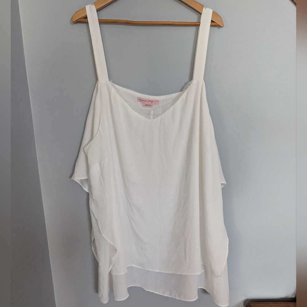 Penningtons Sheer White Top With Lace - Women's 6X‎
